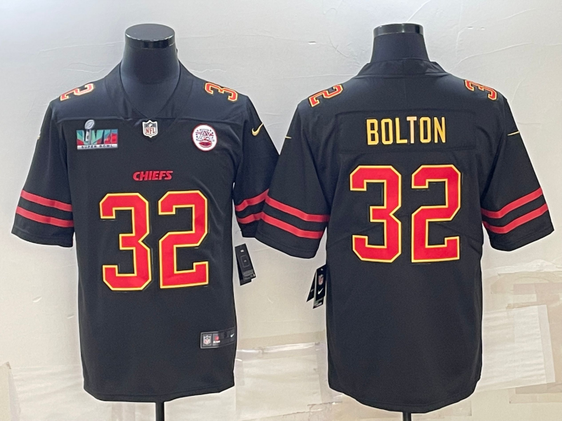 Men’s Kansas City Chiefs #32 Nick Bolton Black Red Gold Super Bowl LVII Patch Vapor Untouchable Limited Stitched Jersey Men’s Kansas City Chiefs #32 Nick Bolton Black Red Gold Super Bowl LVII Patch Vapor Untouchable Limited Stitched Jersey